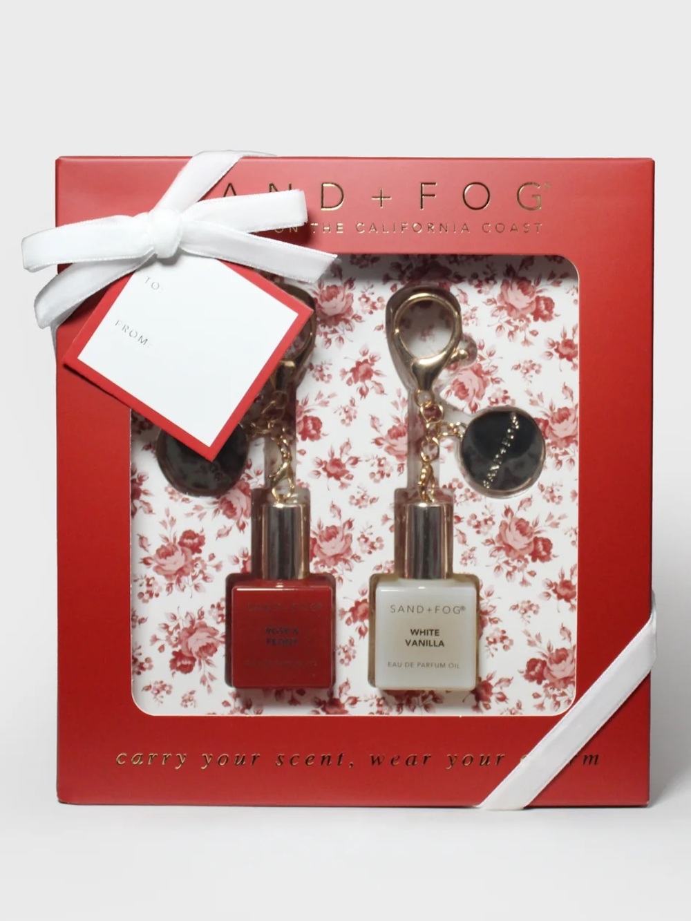 SAND + FOG Bag Charm Perfume Oil Rollerball Set - Rose & Peony / White Vanilla